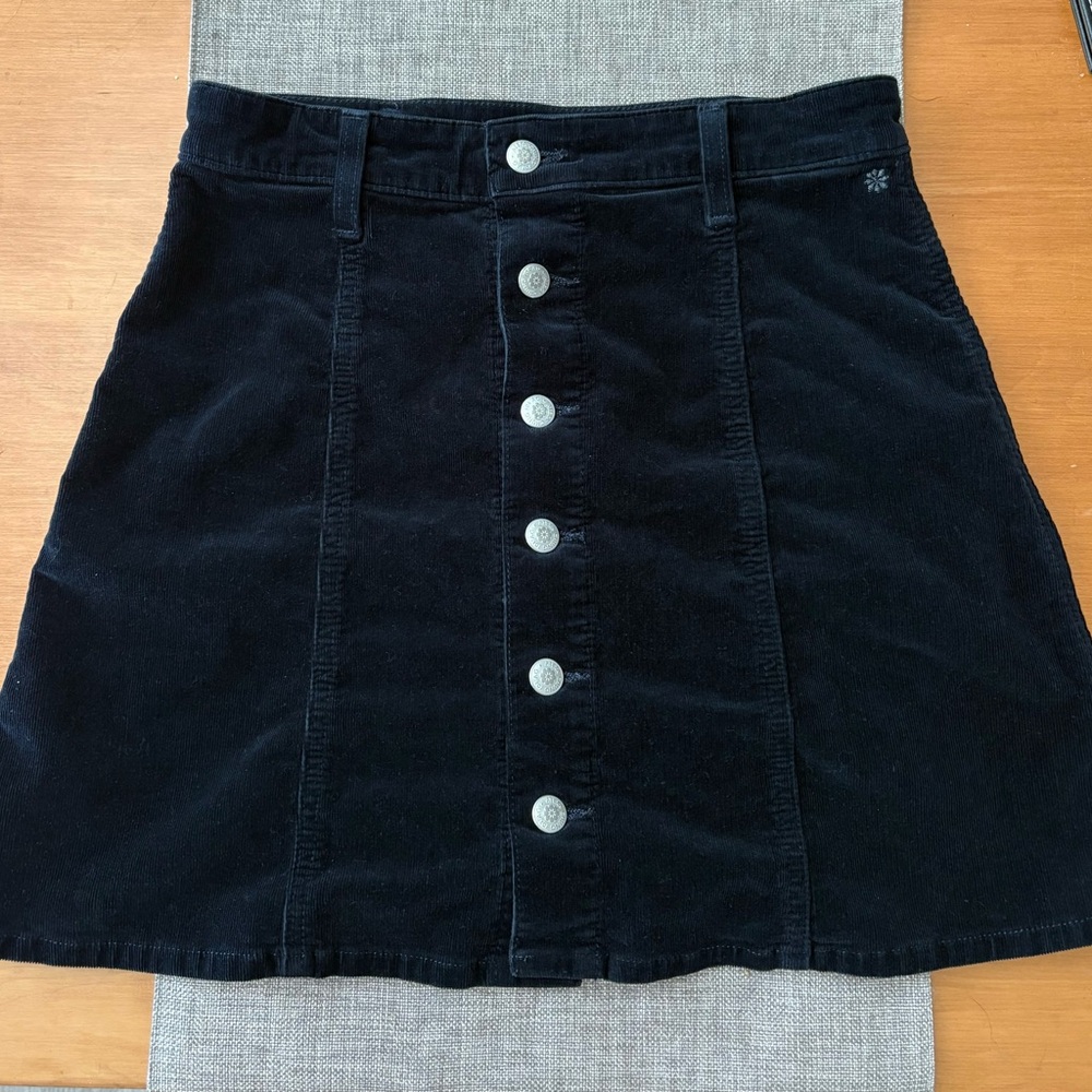 Alexa Chung for AG Button-Front Navy Corduroy Skirt